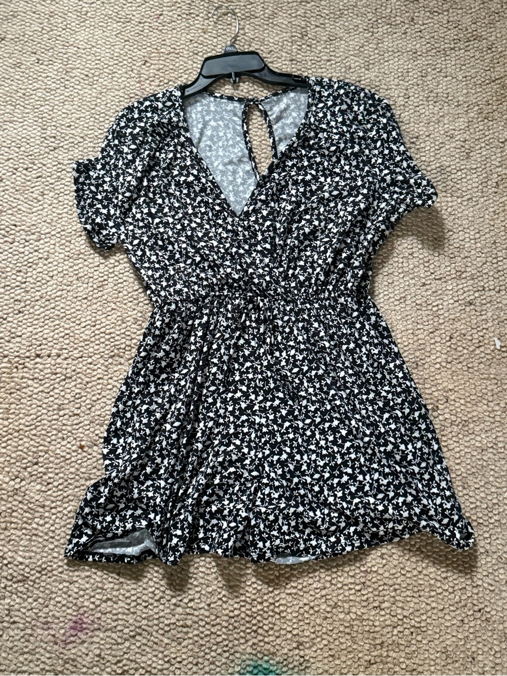 Black & White Floral Wrap Romper